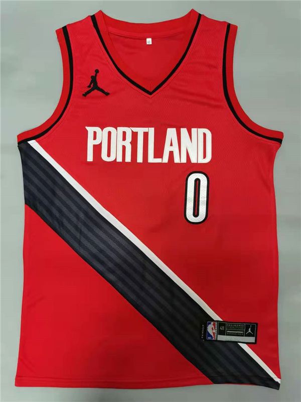 Men Portland Trail Blazers #0 Lillard Red 2021 Game NBA Jersey